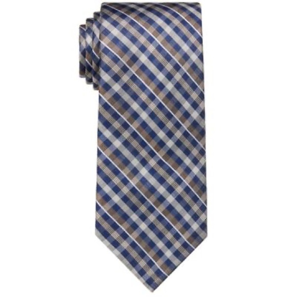 Michael Kors Men's Grid Check-Print Tie - Taupe - Picture 1 of 5